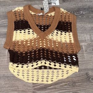 Brown Crochet Sweater Vest